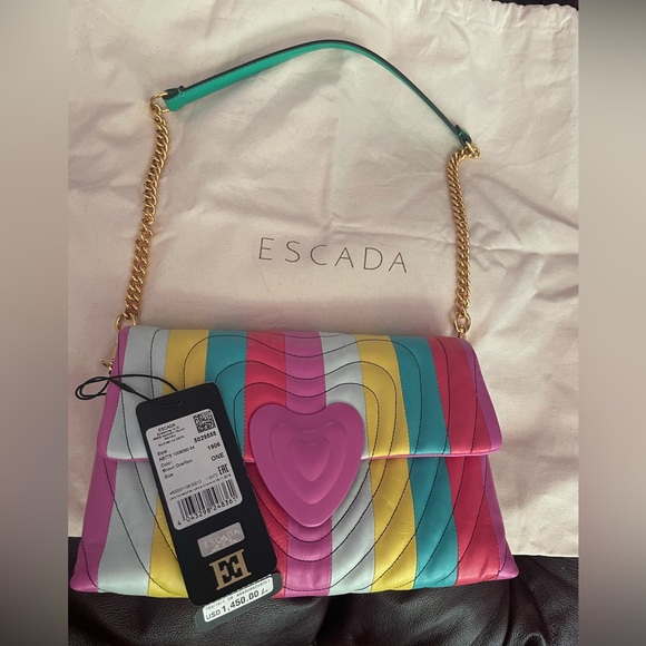 NEW Escada Medium Leather Multicolor Heart Bag - Picture 3 of 7
